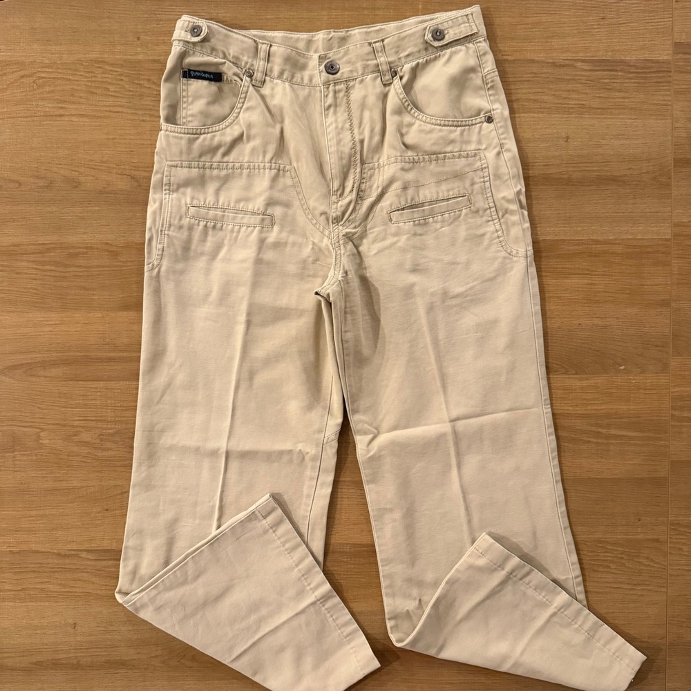 Stan Loper Beige Khaki Relaxed Fit Wide Leg Cargo Pants Women Size 160 Casual